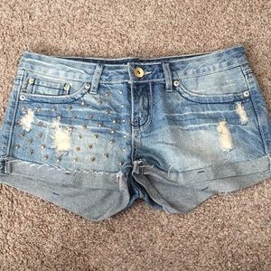Studded jean shorts